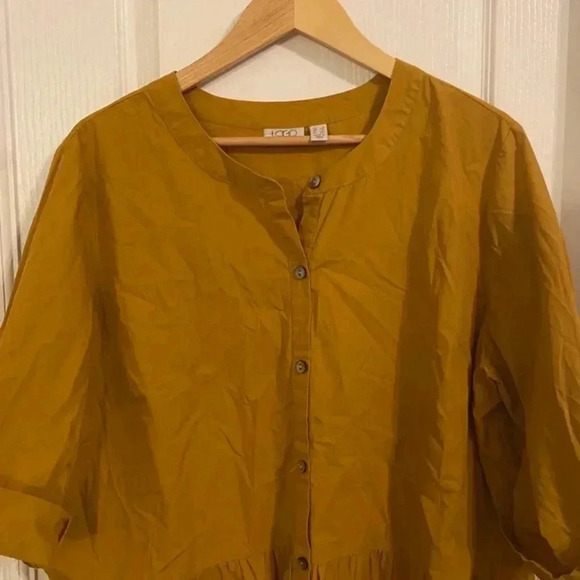 LOGO By Lori Goldstein 100% Cotton Peplum Tunic - Picture 2 of 7